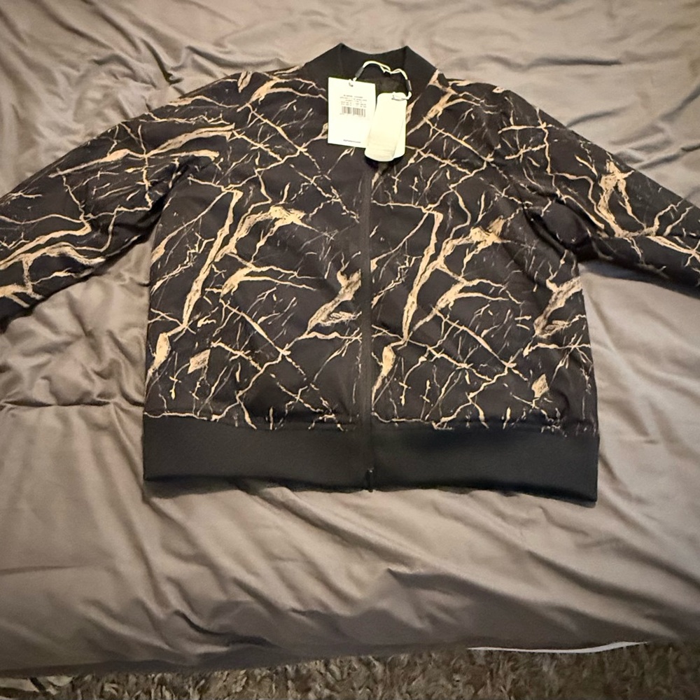 Black and Tan Marble Reversible Bomber Jacket by AlphaTauri